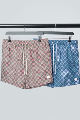 2 Pack Geometric Floral Print Swim Shorts