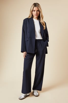 Elasticated Waist Wide Leg Stripe Trouser