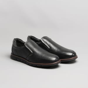 ADONIS Mens Leather Slip on Shoes Black