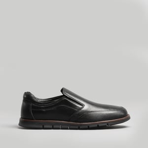 ADONIS Mens Leather Slip on Shoes Black
