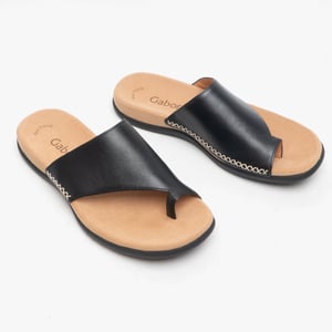 LANZAROTE Ladies Leather Mule Sandals Black