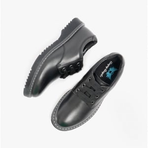 IMPACT Girls Leather Lace Up School Shoes Black