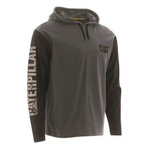CAT 1510425 Mens Cotton Hooded Long Sleeve T-Shirt Dark Grey