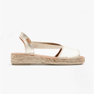 ETNA Ladies Leather Espadrille Sandals Platinum
