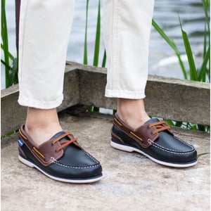 SOPHIE Ladies Leather Deck Shoes Navy