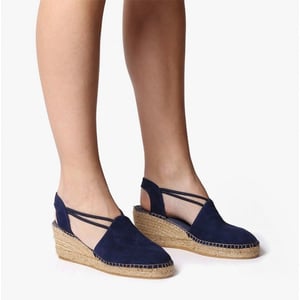TREMP Ladies Suede Wedge Espadrilles Navy