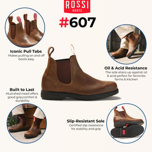 Rossi 607 Booma Rustic Brown Leather Chelsea Boots
