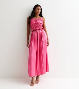 Hot Pink Ruched Bandeau Top