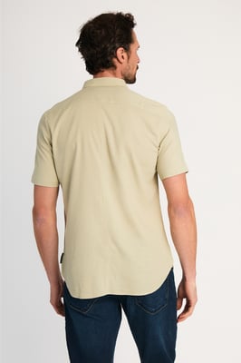 Light Green Linen Blend Short Sleeve Chest Pocket Shirt