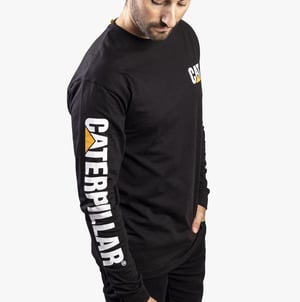 CAT HANDELSMERK BANDEER Heren Katoenen Lange Mouw T-Shirt Zwart