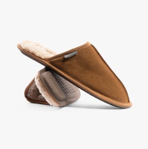 Dunlop TAYLOR Mens Suede Mule Slippers Cognac