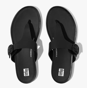 GRACIE RUBBER-BUCKLE LEATHER Womens Toe Post All Black