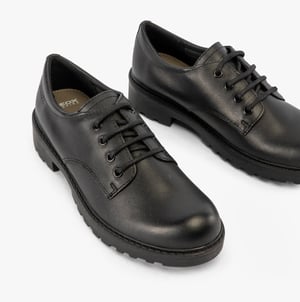 CASEY G C Girls Leather Lace Up School Shoes Black