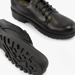 CASEY G C Girls Leather Lace Up School Shoes Black