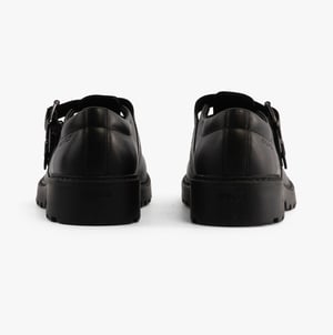 CASEY D Girls Leather Buckle School Shoes Black
