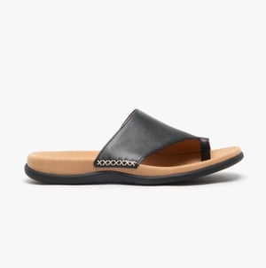 LANZAROTE Ladies Leather Mule Sandals Black