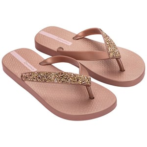 GLAM SPECIAL Womens Flip Flops Rose Gold Crystal