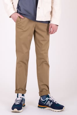 Beige Organic Cotton Blend Slim Fit Classic Chinos