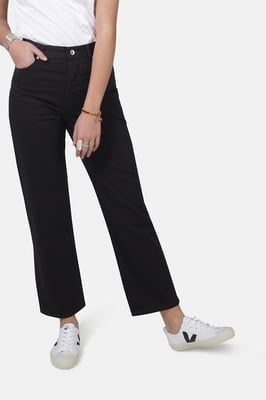 Black Organic Straight Leg Denim Jeans