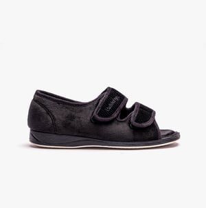 Padders LYDIA X Womens Open Toe Touch Fasten Slippers Black