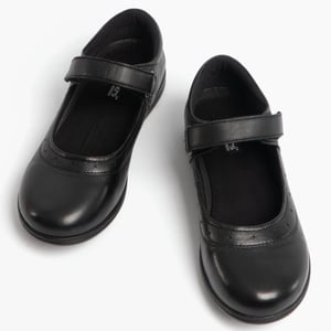 ELSA Girls Leather Touch Fasten Mary Jane Shoes Black