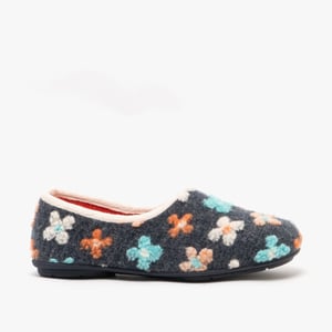 Sleepers GRACIE Womens Knitted Full Slippers Grey Multi