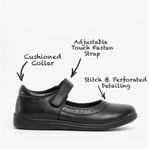 ELSA Girls Leather Touch Fasten Mary Jane Shoes Black