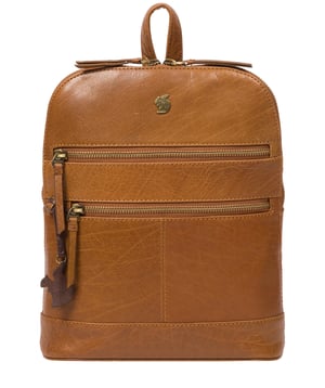 'Francisca' Dark Tan Leather Backpack