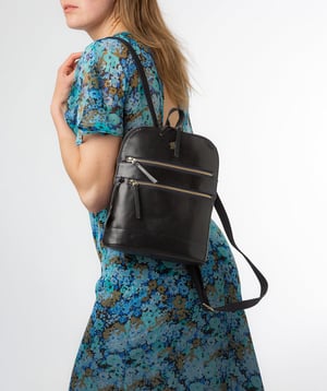 'Francisca' Navy Leather Backpack