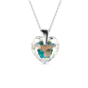 Kristallen Hart Hangers - Zilver en Glanzend Wit