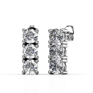 Tri-oorbellen - Zilver en kristal