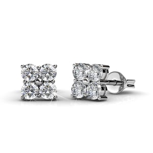 Leuke vierkante oorbellen - zilver en kristal