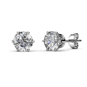 Solitaire L-oorbellen - Zilver en kristal