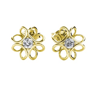 Narcissen oorbellen - Goud en kristal