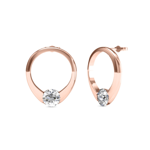 Mini Ring Oorbellen - Roségoud en Kristal