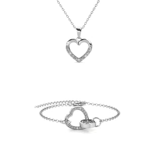Locked Heart Ketting Sets - Zilver en Kristal