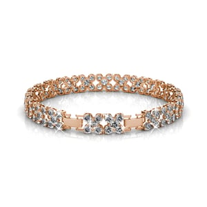 Bloemige armbanden - Roségoud en kristal