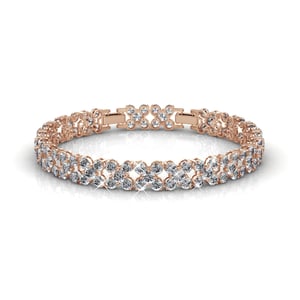 Bloemige armbanden - Roségoud en kristal