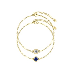 Geboortesteen armbanden - Goud, kristal en blauw