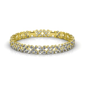 Bloemige armbanden - Goud en kristal