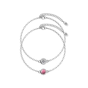 Geboortesteen armbanden - Zilver, kristal en roze