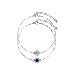 Geboortesteen armbanden - Zilver, kristal en blauw