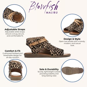 Blowfish Malibu Dames Bruine Luipaard Strappy Lage Wedgesandalen - Denver