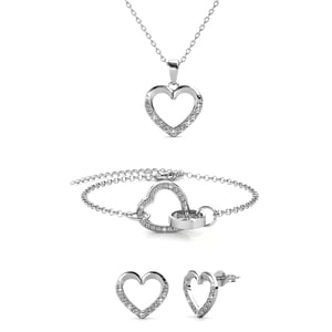 Locked Heart Lovett Två set - Silver och Crystal