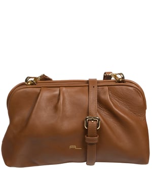 'Halsey' Chestnut Nappa Leather Cross Body Clutch Bag