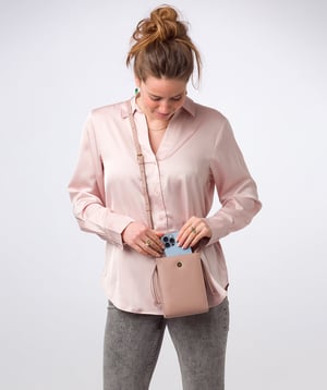 'Kiana' Blush Pink Nappa Leather Cross Body Phone Bag