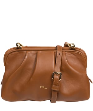 'Halsey' Oak Nappa Leather Cross Body Clutch Bag