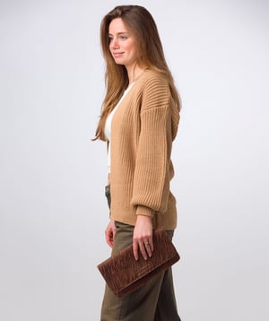 'Golders' Animal Print Leather Clutch Bag