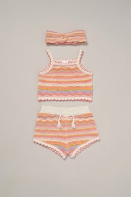 True Knit Top, Shorts and Headband Outfit Set