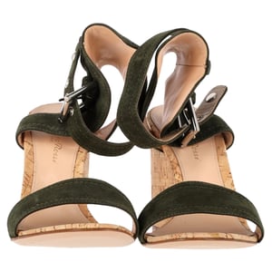 Gianvito Rossi Portofino Wedge in Green Suede